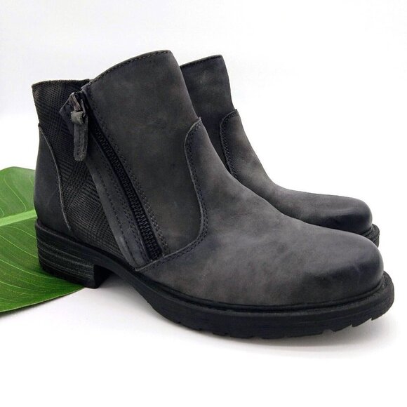 Earth Jordan Gray Ankle Boots Booties Size 6 New Leather Zip Up Tweed Comfort - Picture 1 of 9
